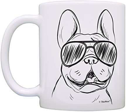 כלב אוהבי מתנות צרפתית בולדוג לובש משקפי שמש צרפתית כוס כלב בעל מתנות קפה ספל תה כוס לבן