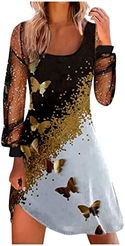 שמלת חריץ פוביגו, שמלת טוניקה הוואי לנשים משמרת קיץ קולג ' שרוול שרוול צווארון שמלה קלה מודפסת