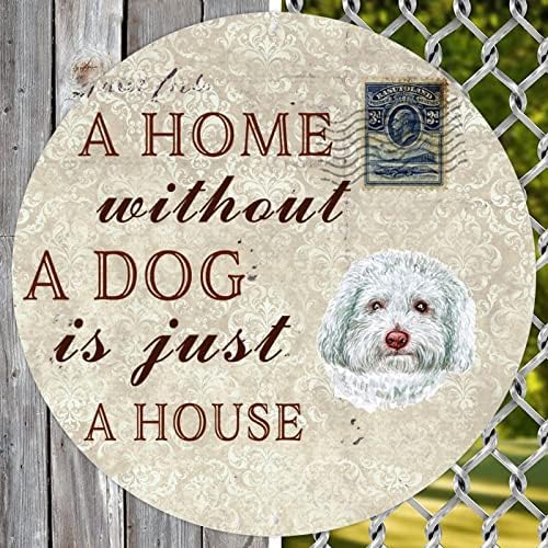 כלב מצחיק מתכת פח שלט בית ללא כלב הוא רק שלט כלב עגול בבית עם ציטוט כלב מצחיק ארט מתכת עתיק קיר כלב חיות מחמד תלוי
