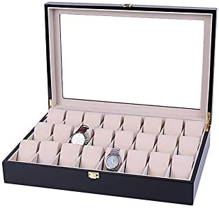 מארגן קופסאות שעונים עם 24 משרטים של פוסינץ, שכבות כפולות קופסאות אוסף שעונים מעץ אלגנטיות,