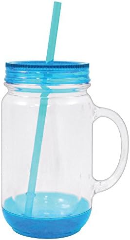 ציוד רוקין צנצנת מייסון עם מכסה כוס פלסטיק ספל שתייה עם קש עם קש 18 גרם - רעיון המתנה הטוב ביותר