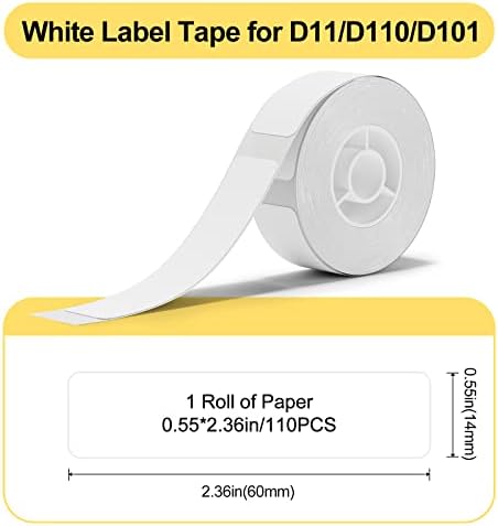 ד110 תווית יצרנית מכונה עם 2 קלטות-15 * 30 ממ לבן תווית נייר 14 * 60 ממ לבן תווית נייר