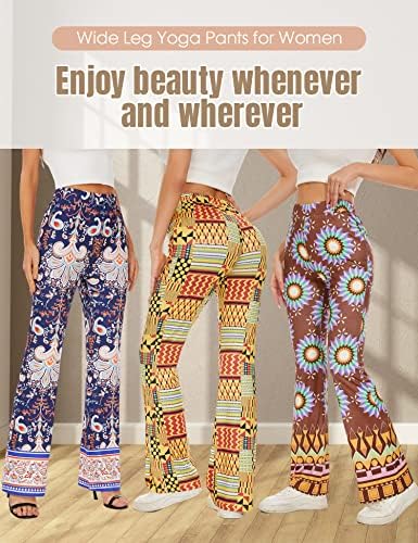 מכנסי התלקחות של Yawjet לנשים מכנסי יוגה הדפס אפריקני