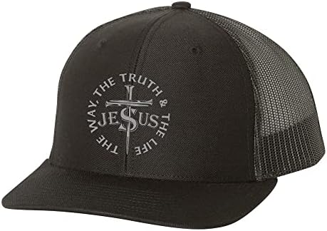 ישוע הנוצרי כמו האמת והחיים גברים רקומים בכובע המשאיות