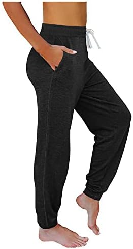 מכנסי קפריס לנשים מכנסיים עם כיסים אימון יוגה מפעיל מכנסי טרנינג קלים מכנסי טרקלין תחתונים