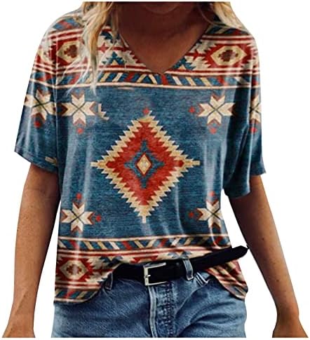 קיץ כיכר צוואר קצר שרוול טרנדי מקרית חולצות לנשים לנשימה רגוע רופף בכושר פסים חולצות