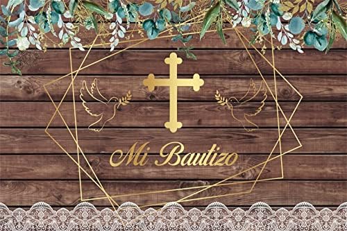 Mi Bautizo תפאורה לתינוק 10x8ft בנות בנים טבילה רקע קישוט קדוש אלוהים יברך רקע רקע עלים עץ עץ יונה תמונות