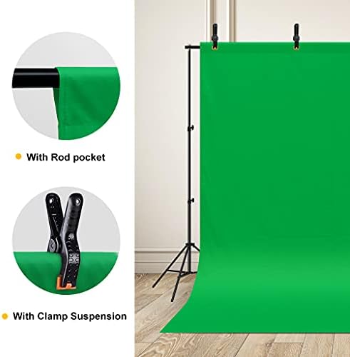 רקע מסך ירוק בגודל 10 על 12 רגל לצילום, מסך ירוק כרומאקי טהור פוליאסטר בד ירוק מתקפל עם 3 מהדקי קפיצים