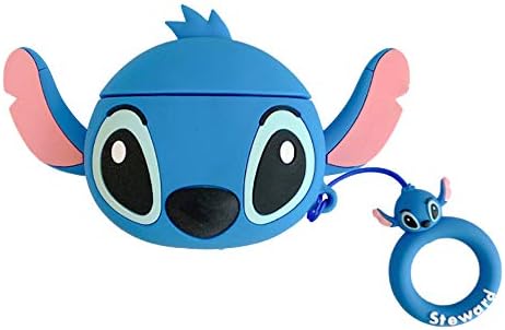 תואם למארז AirPods Stitch 1/2, סיליקון מגן חמוד קאוואי מצחיק למארז Stitch AirPods, ילדים בני נוער בנים בנות