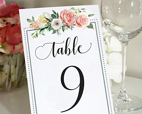 קליגרפיה מזכרות יקירה 1-50 מספרי שולחן פרחים מספרי קבלת חתונה כרטיסי שולחן