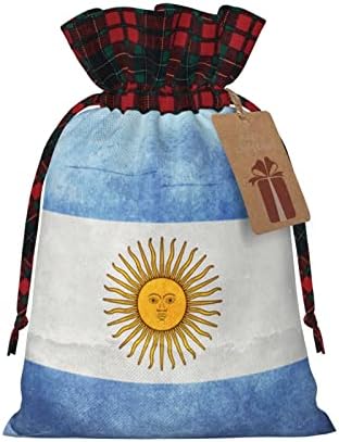 חג המולד שרוך מתנת שקיות ארגנטינה-דגל - רטרו באפלו משובץ שרוך תיק צד טובה שקיות
