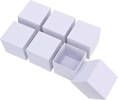 קופסאות מתנה דסופין עם מכסים 6 יחידות, 4 על 4 על 3.8 קופסאות מתנה קראפט לבנות למתנות, קופסת מתנה מרובעת, קופסת