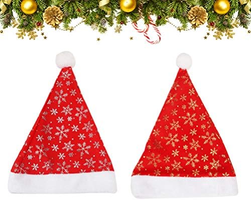 2 יחידות חג המולד כובעי פתית שלג מודפס סנטה כובעי חג המולד תלבושות להתלבש אביזרי קטיפה סנטה כובע