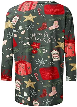 מכוער חג המולד חולצות לנשים 2022 מצחיק חמוד איילים הדפסה מזדמן 3/4 שרוול צווארון עגול סוודר חולצות איילים