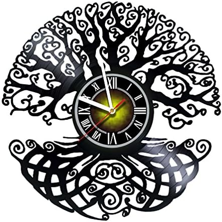 קיר שעון תואם עם קסם עץ - בעבודת יד ויניל שיא-יצירות אמנות מתנת רעיון עבור יום הולדת, חג המולד, נשים, גברים, חברים,