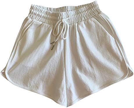 מכנסיים קצרים לנשים לקיץ טרקלין מזדמן נוח בצבע טהור מכנסי חוף קצרים רופפים מתאימים מכנסי מותניים גבוהים