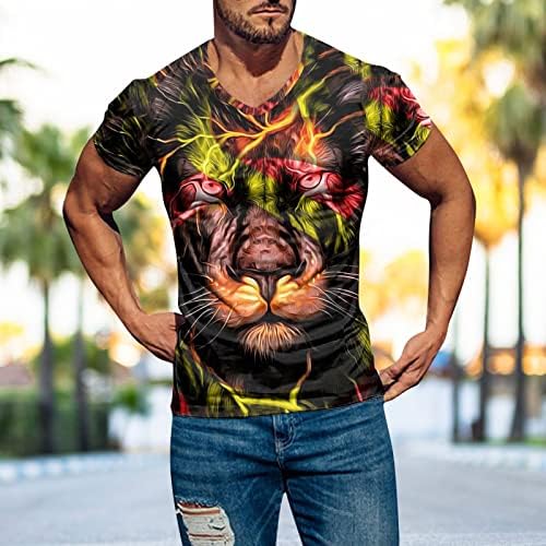 XXBR Mens Mens Shoce Shole חולצות טריקו 3d ישו צולב אריה הדפס טופיות טי פטריוטיות, 2022 New Summer V