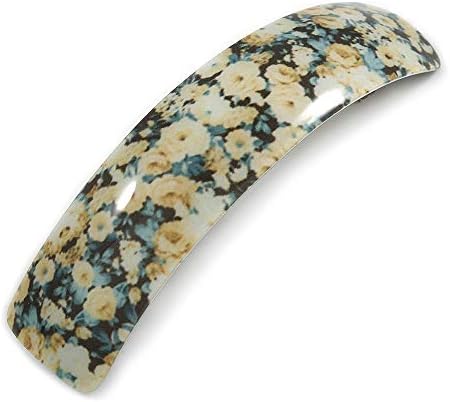 Avalaya Romantic Floral Acrylic Barrette/Clip Clip in youble/ירוק - 90 ממ אורך