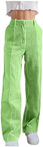 מכנסי רגל רחבים של NREAYLY Pantalones לנשים קפלים ומוצקים מכנסיים מזדמנים
