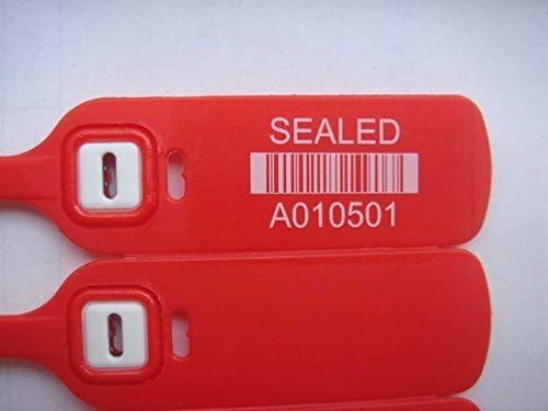 חותם פלסטיק אדום 600 אבטחה ממוספר 16 אינץ 'חותמות משאיות - אטמי קרוואן, חותם מכולות - חותם נעילה - חותם דלתות