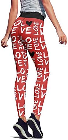 ולנטיין חותלות לנשים אוהבות הדפסת לב טייץ 'מזדמן מכנסי אימון רזה ללבוש ללבוש לריצת יוגה