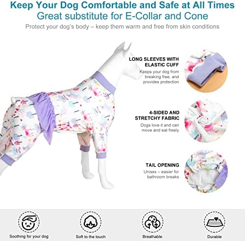Lovinpet Lovinpet Pajamas גדול - צווארון גבוה כלב כותנה, הגנה על UV, חולצת התאוששות לאחר הניתוח, בד נמתח קל משקל,
