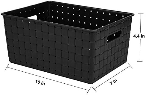 Bekith 5 חבילה סל אחסון פלסטיק ארוג, סל סל ארוג, 10 L x 7 W x 4.4 H, שחור