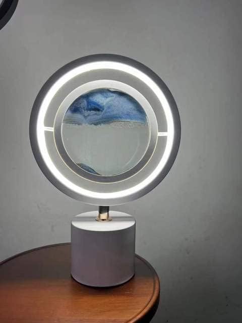 אמנות חול טובעני ציור, שעון חול מנורת שולחן יצירתי שולחן מנורות סלון, חדר שינה, דקורטיבי לילה אורות-כחול-יו