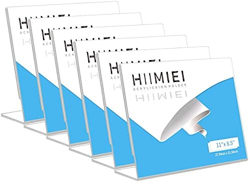 Hiimiei 8.5x11 '' צרור מחזיק אקרילי, 6 חבילות אנכיות + 6 חבילות מחזיקי סימנים אחוריים נטייה