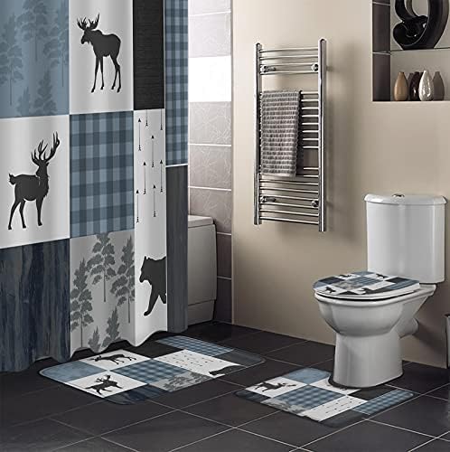 InvisiveWings 4 יחסי מדרכה מקלחת עם שטיחים, איילים של דובי חווה ותפאורות אמבטיה בסגנון וינטג