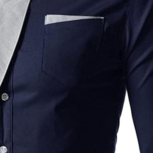 חולצת ניגודיות אופנתית של גברים שרוול ארוך שרוול דק כפתור מזדמן כפתור למטה כפתור צווארון משובץ כפתור למטה