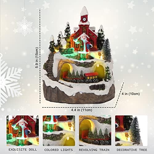 חג המולד קישוטי שלג כפר שרף בניין צלמיות מסתובבת רכבת מוסיקלי שלג גלוב חג המולד אסיפה מבנים 8 מוסיקה