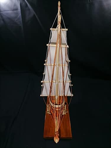 גובה ספינה 17 ספינת מפרש מעץ במבוק בעבודת יד עם מגן מזג אוויר לפריט מתנה ועיצוב הבית, עיצוב משרד,