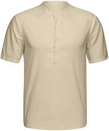 גברים של כותנה פשתן הנלי חולצה, גברים קצר שרוול קיץ חולצות היפי מקרית חוף חולצות רופף כפתור בסיסי חולצות