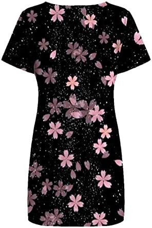 נשים של מקרית שמלות 2023 אביב טרנדי בציר פרחוני צוות צוואר קצר שרוול מיני חולצה שמלת טוניקת שמלה
