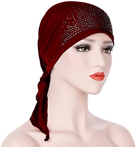 נשים בבאגי טורבן כובע כותנה כפת כובע דק למתוח מוסלמי חיג ' אב כובע לנשים אופנה מוצק צבע קפלים מטפחת