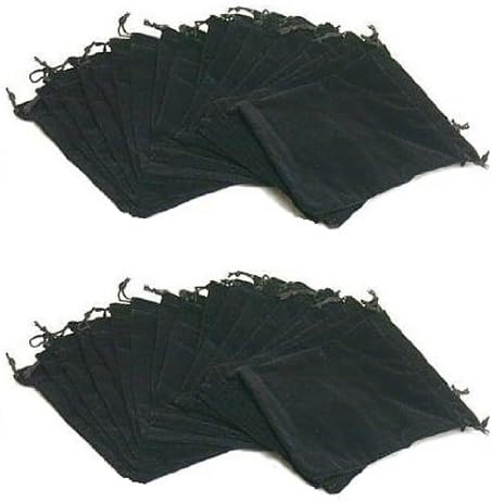 AOMGD 1 X חבילה של 25 כיסים גדולים 7 x 5 - תיקי תכשיטים אלגנטיים קטיפה שחורה