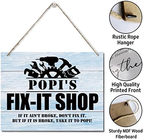 כפרי Fix-It Shop של פופי אם זה לא נשבר, אל תתקן את זה. שלט אמנות קיר, תלייה של שלטי עץ קיר