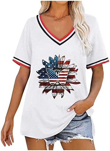 חולצת דגל אמריקאית לנשים ארהב כוכב חולצות חולצות