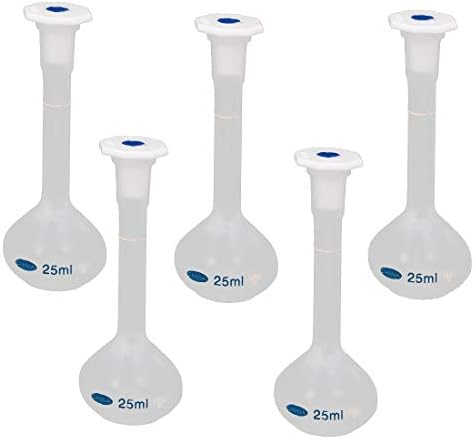 חדש LON0167 5 יחידות 25 מל צוואר ארוך צוואר פלסטיק ברור מדידת מדידת בקבוק חום למעבדה (5 Stücke 25 מל lange hals
