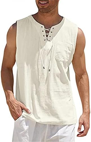 חולצות פשתן לגברים של גברים חולצות כותנה רופפות מזדמנים חולצת צבע חולצה חולצה ללא שרוולים חולצות חוף