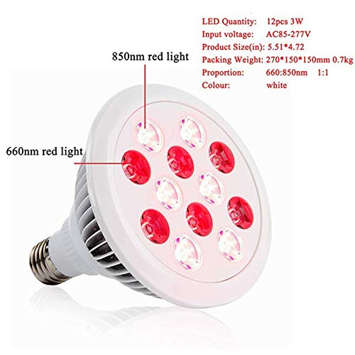 מנורה אור אדומה 24W 850 ננומטר מנורת אור אדום 660 ננומטר LED מנורה יופי מסיר צבע מסיר לעור