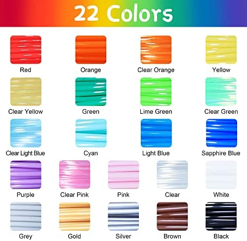 BBLife 1.75 ממ PLA 3D עט/מילוי נימה של מדפסת, 22 צבעים, כל צבע 10ft, סך הכל חבילת מדגם של נימה