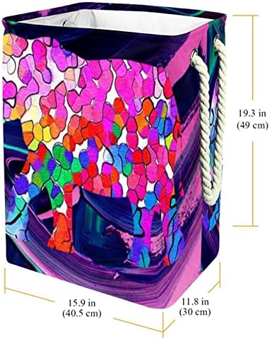 צבעוני מופשט פיל גדול כביסת עם קל לשאת ידית, עמיד למים מתקפל סל כביסה פחי אחסון ילדים חדר בית ארגונית