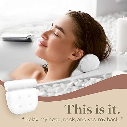 כרית אמבטיה יוקרתית של פינוק, כרית ספא ​​אמבטיה עם כוסות יניקה גדולות במיוחד, עוזרת לתמוך בראש, גב, כתף וצוואר,
