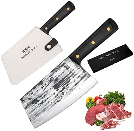 HDMD בשר סכין סכין מסוק עצם כבד, סכין חיתוך בשר מזויף של פלדת פחמן גבוהה עם ידית טאנג מלא לבישול מתנות שף