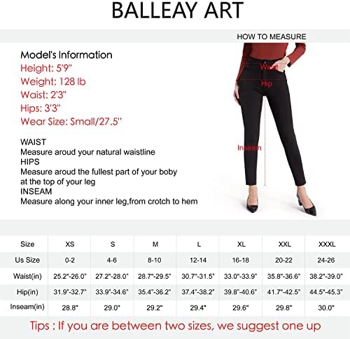 מכנסי אמנות Baleay לנשים משרד נמתחים מכנסיים מזדמנים רזה רזה עם 4 כיסים מכנסיים מכנסי משרד עסקים מזדמנים