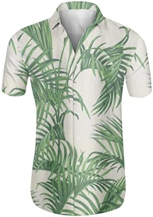 חולצות חולצה לגברים ， כפתור מודפס מזדמן למטה דש שרוול קצר שורש רגיל טי טיי קיץ חוף טרופי חולצות טרופיות