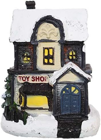 סצנת סצנת כפר חג המולד של צעצועים מיני וחנות עם פנסי LED - קישוטים לחג המולד