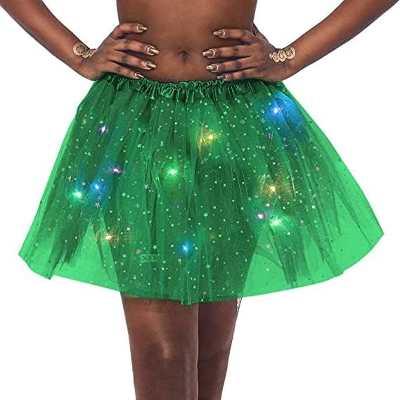חצאית LED לנשים מדליקה חצאיות ריקוד כוכבים טול חצאית בלט שכבות